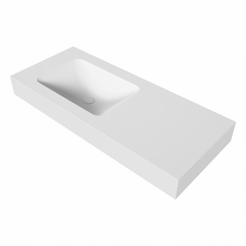 LEAF Talc vrijhangende solid surface wastafel 111cm. Positie wasbak Links. Rand 12cm hoog.-3