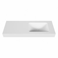 LEAF Talc vrijhangende solid surface wastafel 121cm. Positie wasbak Rechts. Rand 12cm hoog.-2
