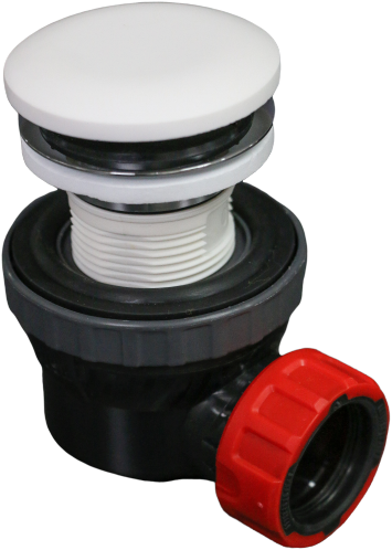 Platzsparender Klicksiphon 6,7cm hoch, solid surface rund farbe Talc-2
