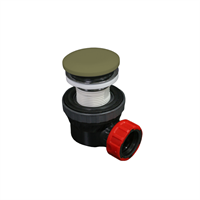 Platzsparender Klicksiphon 6,7cm hoch, solid surface rund farbe Army