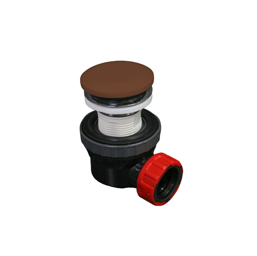 Sifón de clic de ahorro de espacio 6,7cm de altura, de solid surface redonda color Rust