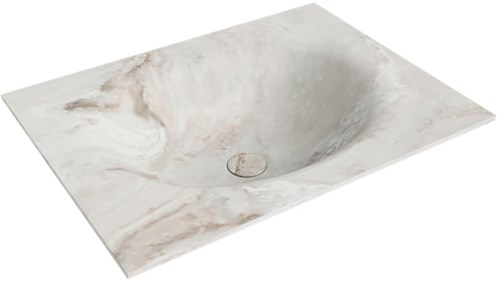 MOON Frappe solid surface inbouw wastafel 61cm. Positie wasbak Midden.