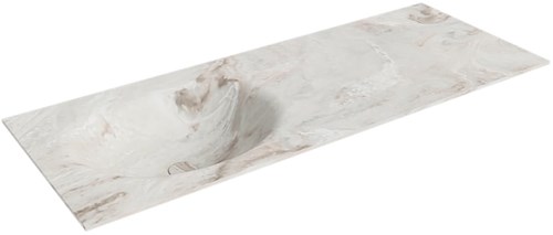 MOON Frappe solid surface inbouw wastafel 120cm. Positie wasbak Links.