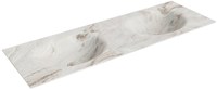 MOON Frappe solid surface inbouw wastafel 141cm. Positie wasbak Dubbel.