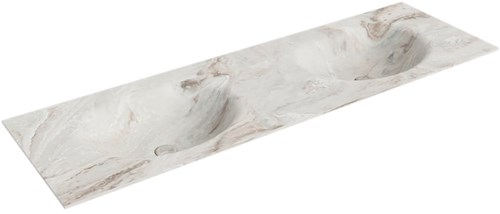 MOON Frappe solid surface inbouw wastafel 150cm. Positie wasbak Dubbel.