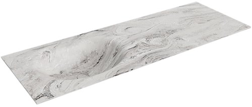 MOON Glace solid surface inbouw wastafel 130cm. Positie wasbak Links.