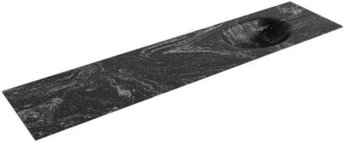 MOON Lava Einbauwaschbecken aus solid surface (mineralwerkstoff) 200cm. Waschbeckenposition Rechts.