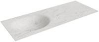 MOON Opalo solid surface inbouw wastafel 121cm. Positie wasbak Links.