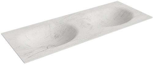 MOON Opalo solid surface inbouw wastafel 120cm. Positie wasbak Dubbel.