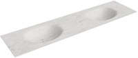 MOON Opalo solid surface inbouw wastafel 180cm. Positie wasbak Dubbel.