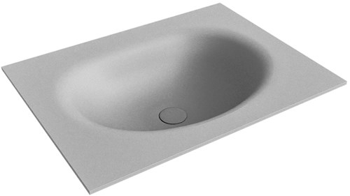 MOON Plata solid surface inbouw wastafel 60cm. Positie wasbak Midden.
