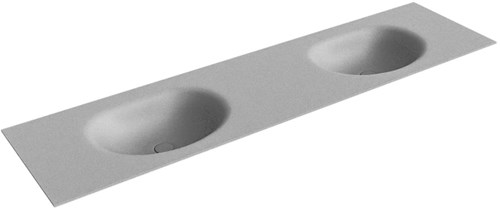 MOON Plata solid surface inbouw wastafel 181cm. Positie wasbak Dubbel.