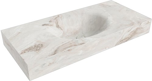 MOON Frappe vrijhangende wastafel 100cm. Positie wasbak Midden rand 12cm. 