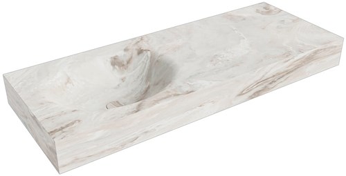 MOON Frappe Wall-Hung Basin solid surface 120cm. Position basin Left rim 12cm.