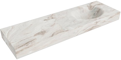 MOON Frappe Lavabo mural solid surface 150cm. Position lavabo Droite rebord 12cm.