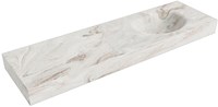 MOON Frappe freihängend Waschtisch aus solid surface (mineralwerkstoff) 160cm. Waschbeckenposition Rechts rand 12cm hoch.