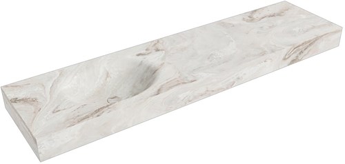 MOON Frappe vrijhangende wastafel 180cm. Positie wasbak Links rand 12cm. 