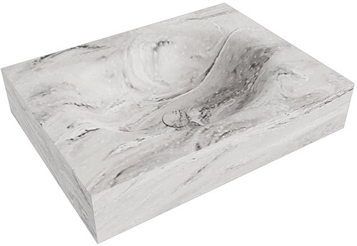 MOON Glace vrijhangende wastafel 61cm. Positie wasbak Midden rand 12cm. 
