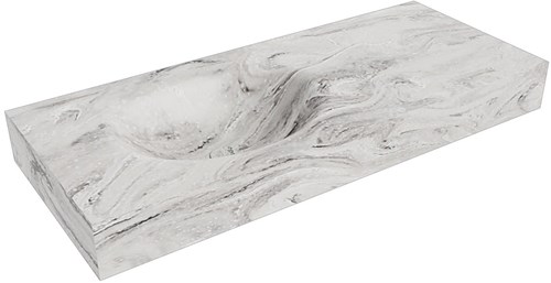 MOON Glace Lavabo sospeso à parete solid surface 110cm. Posizione lavabo Links bordo 12cm.
