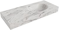 MOON Glace vrijhangende wastafel 110cm. Positie wasbak Rechts rand 12cm. 