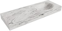 MOON Glace freihängend Waschtisch aus solid surface (mineralwerkstoff) 130cm. Waschbeckenposition Rechts rand 12cm hoch.
