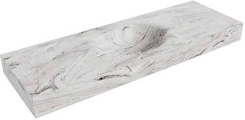 MOON Glace Lavabo suspendido de solid surface 140cm. Posición del fregadero Centro borde de 12cm de alto.