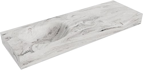 MOON Glace Lavabo sospeso à parete solid surface 140cm. Posizione lavabo Links bordo 12cm.