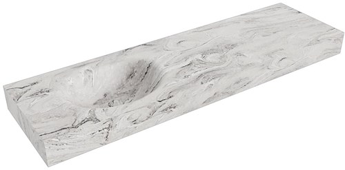 MOON Glace Lavabo mural solid surface 160cm. Position lavabo Gauche rebord 12cm.