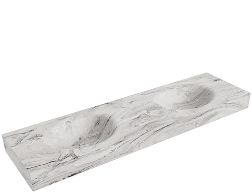 MOON Glace Lavabo suspendido de solid surface 170cm. Posición del fregadero Doble borde de 12cm de alto.