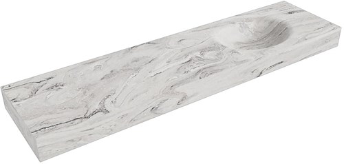MOON Glace Lavabo mural solid surface 181cm. Position lavabo Droite rebord 12cm.