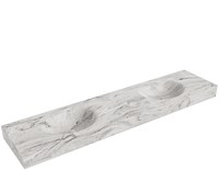 MOON Glace vrijhangende wastafel 200cm. Positie wasbak Dubbel rand 12cm. 