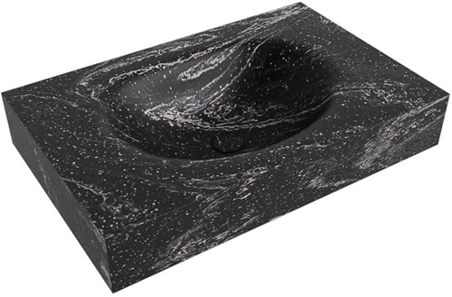 MOON Lava Lavabo suspendido de solid surface 71cm. Posición del fregadero Centro borde de 12cm de alto.