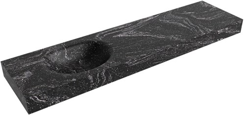 MOON Lava Lavabo suspendido de solid surface 180cm. Posición del fregadero Izquierda borde de 12cm de alto.