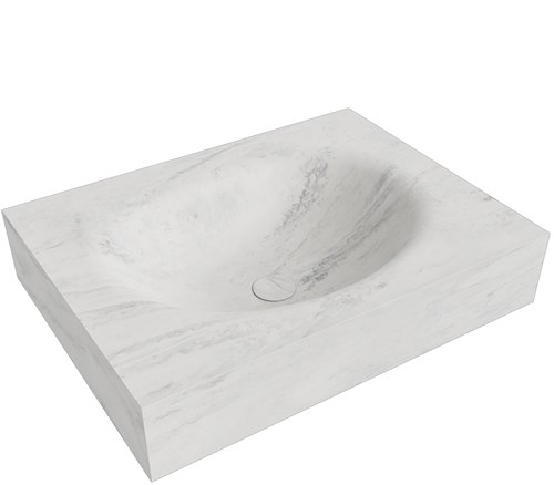 MOON Opalo Lavabo sospeso à parete solid surface 60cm. Posizione lavabo Mittig bordo 12cm.