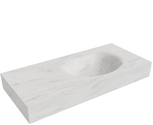 MOON Opalo Lavabo sospeso à parete solid surface 100cm. Posizione lavabo Rechts bordo 12cm.