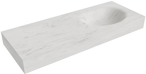 MOON Opalo Lavabo mural solid surface 120cm. Position lavabo Droite rebord 12cm.