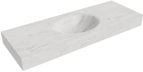 MOON Opalo Lavabo mural solid surface 131cm. Position lavabo Centrée rebord 12cm.