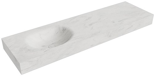 MOON Opalo Lavabo mural solid surface 161cm. Position lavabo Gauche rebord 12cm.