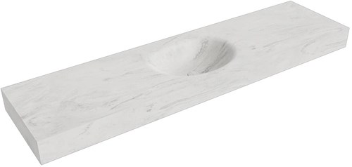 MOON Opalo Lavabo sospeso à parete solid surface 180cm. Posizione lavabo Mittig bordo 12cm.