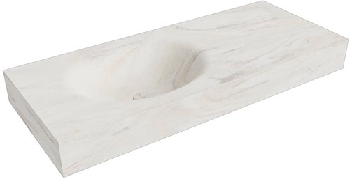 MOON Ostra Lavabo mural solid surface 110cm. Position lavabo Gauche rebord 12cm.