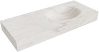 MOON Ostra freihängend Waschtisch aus solid surface (mineralwerkstoff) 111cm. Waschbeckenposition Rechts rand 12cm hoch.