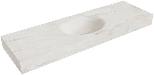 MOON Ostra Lavabo sospeso à parete solid surface 151cm. Posizione lavabo Mittig bordo 12cm.