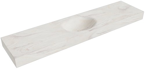 MOON Ostra Lavabo suspendido de solid surface 190cm. Posición del fregadero Centro borde de 12cm de alto.