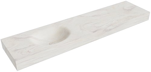 MOON Ostra Lavabo sospeso à parete solid surface 191cm. Posizione lavabo Links bordo 12cm.