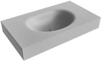MOON Plata Lavabo suspendido de solid surface 81cm. Posición del fregadero Centro borde de 12cm de alto.