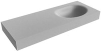 MOON Plata Lavabo mural solid surface 121cm. Position lavabo Droite rebord 12cm.