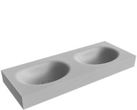 MOON Plata vrijhangende wastafel 120cm. Positie wasbak Dubbel rand 12cm. 