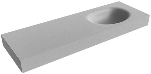 MOON Plata vrijhangende wastafel 141cm. Positie wasbak Rechts rand 12cm. 