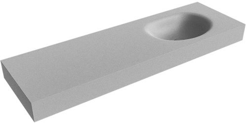 MOON Plata Lavabo sospeso à parete solid surface 150cm. Posizione lavabo Rechts bordo 12cm.