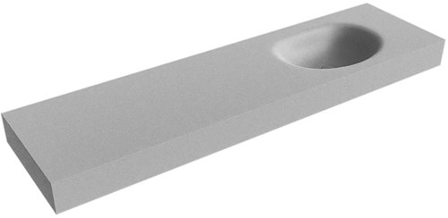 MOON Plata Lavabo suspendido de solid surface 171cm. Posición del fregadero Derecho borde de 12cm de alto.